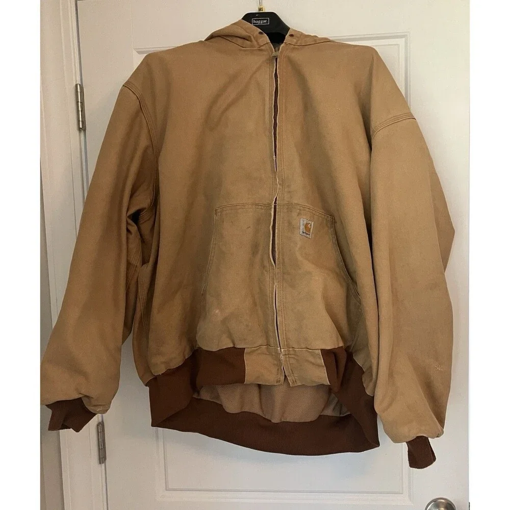 Carhartt Tan Duck Canvas Hooded Jacket J131 BRN Sz 4XL SEE DESC